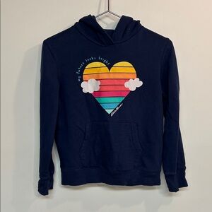Eddie Bauer Navy Hoodie with Rainbow Heart